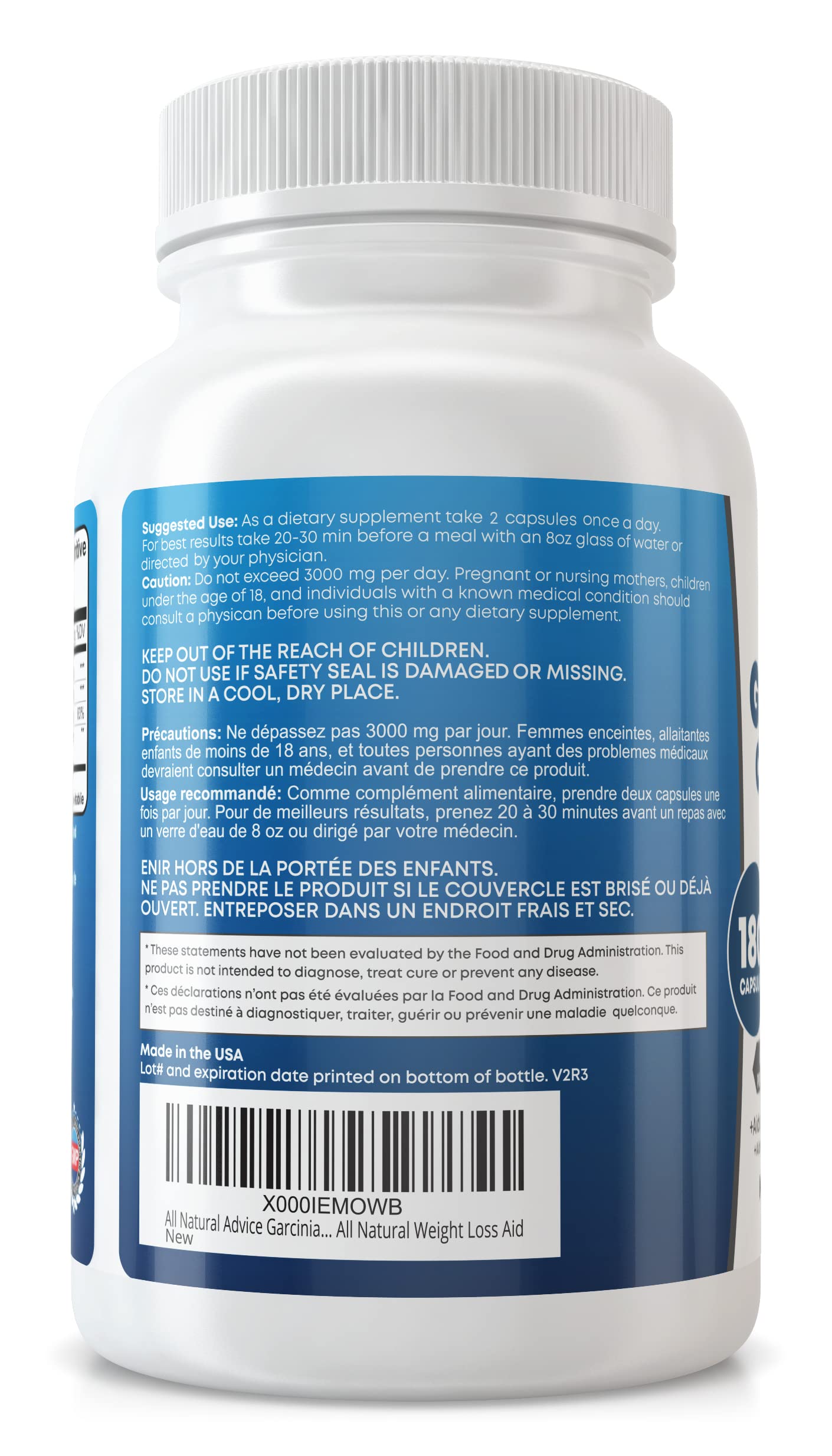 가르시니아 캄보지아 180정(3개월분, 12주 4kg감량,식욕억제,복부지방감소) ***배송기간 2주소요***